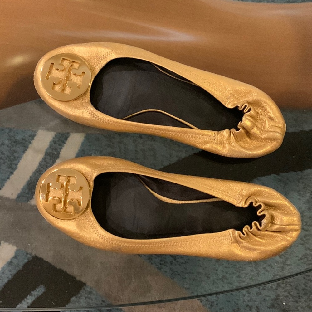 Tory Burch Gold Flats